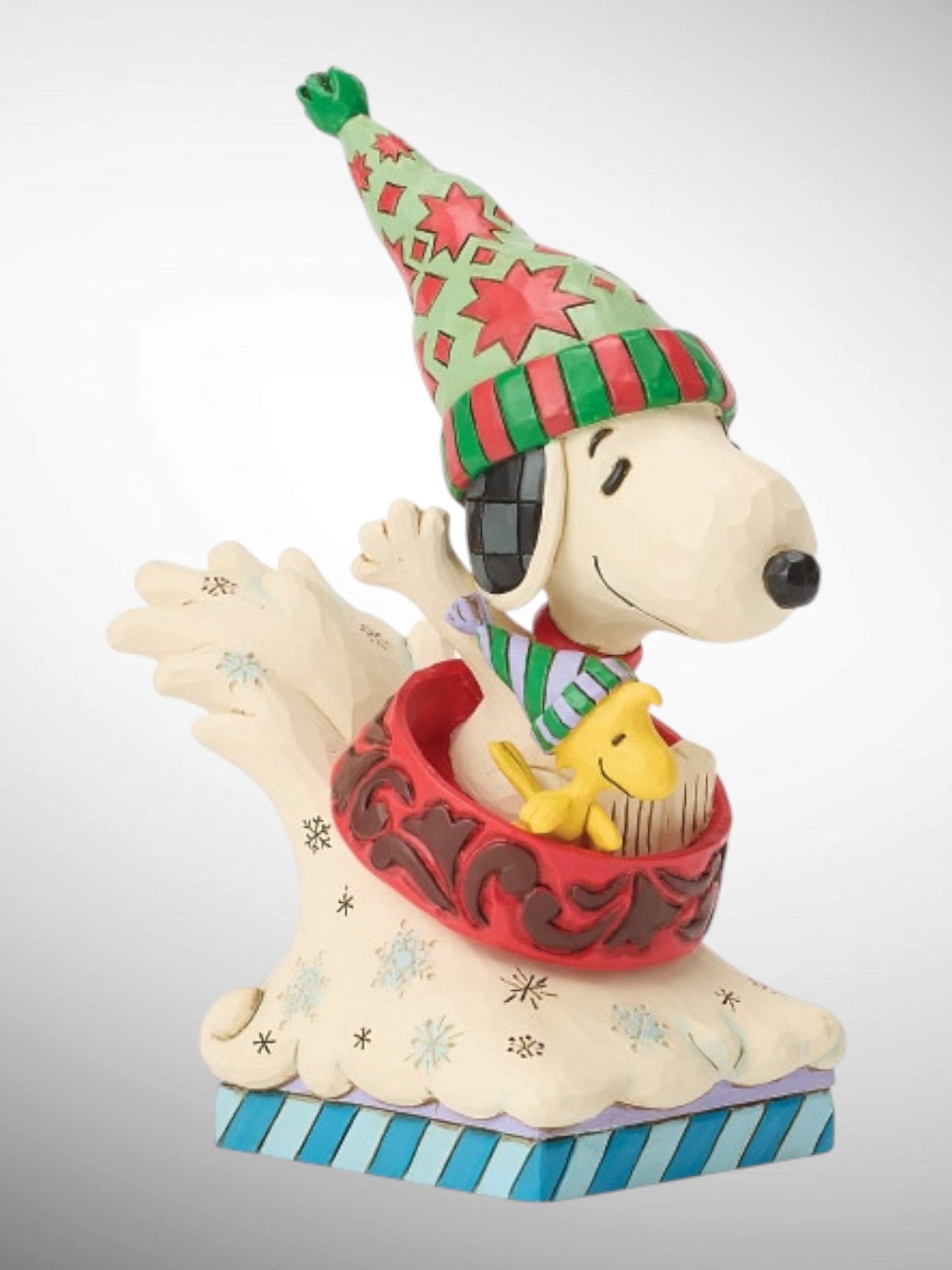 Jim Shore Peanuts - Snowy Shenanigans Snoopy Woodstock Dog Bowl Sled Figurine - PREORDER