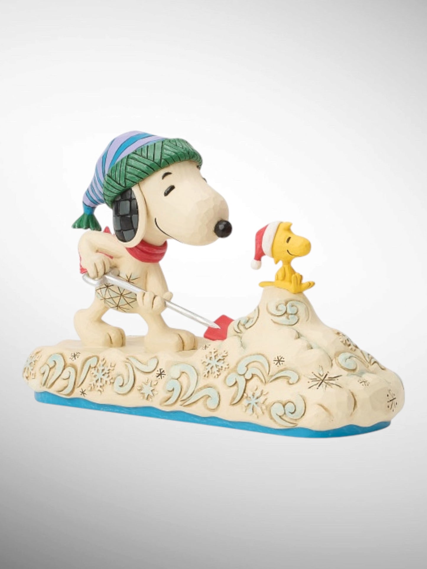 Jim Shore Peanuts - Clearing the Way for Christmas Snoopy Woodstock Shoveling Snow Figurine - PREORDER