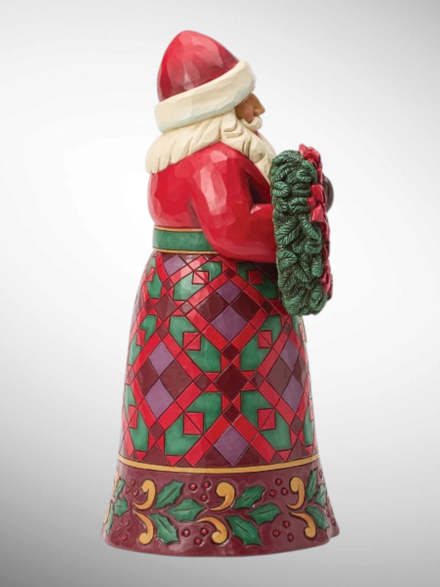 Jim Shore Heartwood Creek - Christmas Offering Santa with Wreath and Poinsettia Figurine - PREORDER