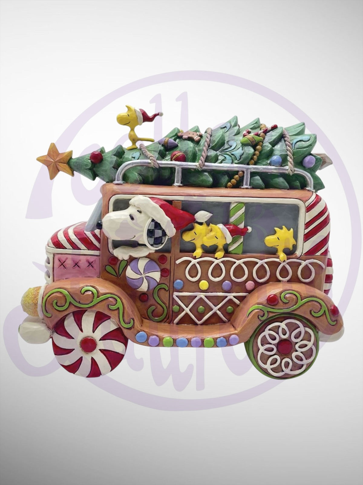 Jim Shore Peanuts - Gingerbread Joyride Snoopy Woodstock Figurine