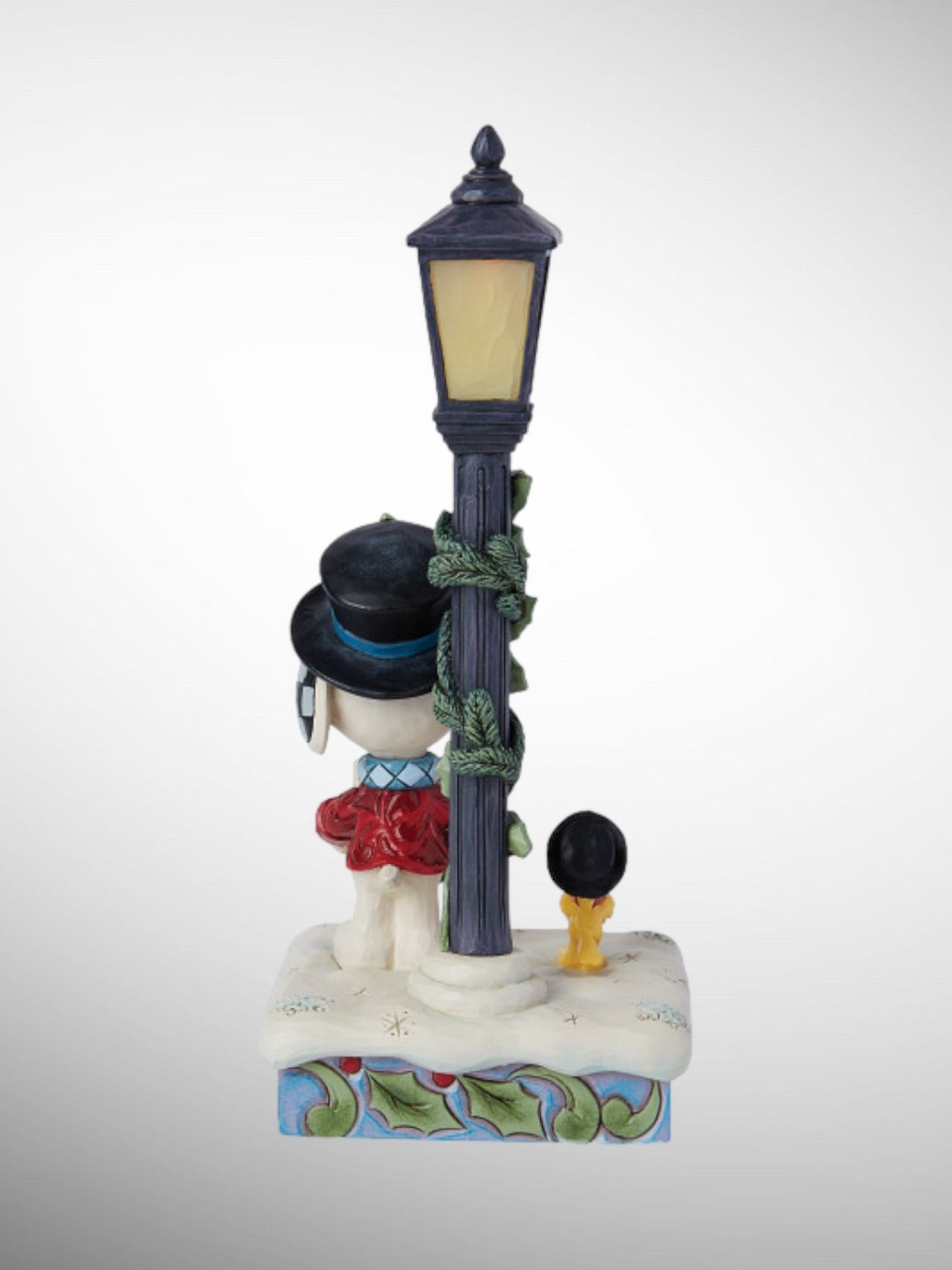 Jim Shore Peanuts - Caroling in the Snow Snoopy with Woodstock Lamp Figurine