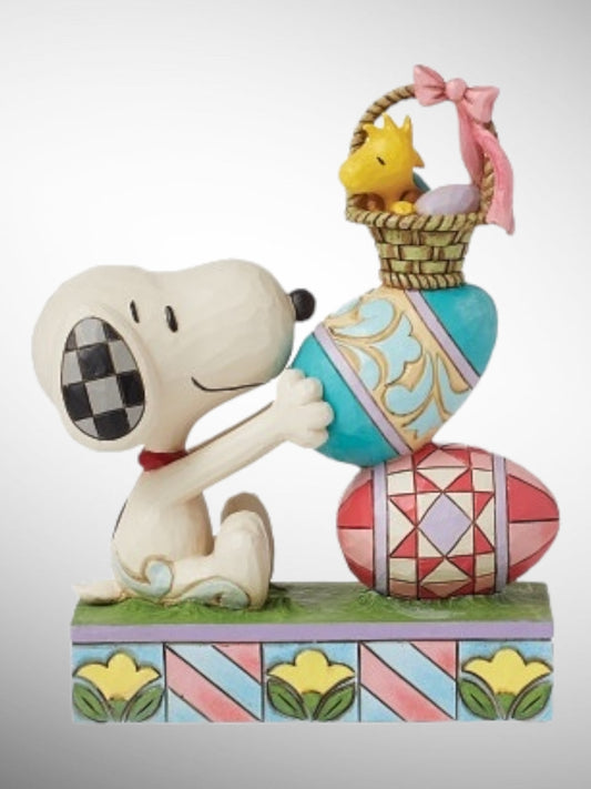 Jim Shore Peanuts - Eggcellent Tower Snoopy Woodstock Easter Figurine