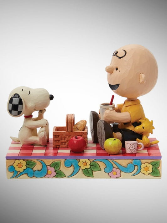 Jim Shore Peanuts - Picnic Pals Snoopy Woodstock Charlie Brown Figurine