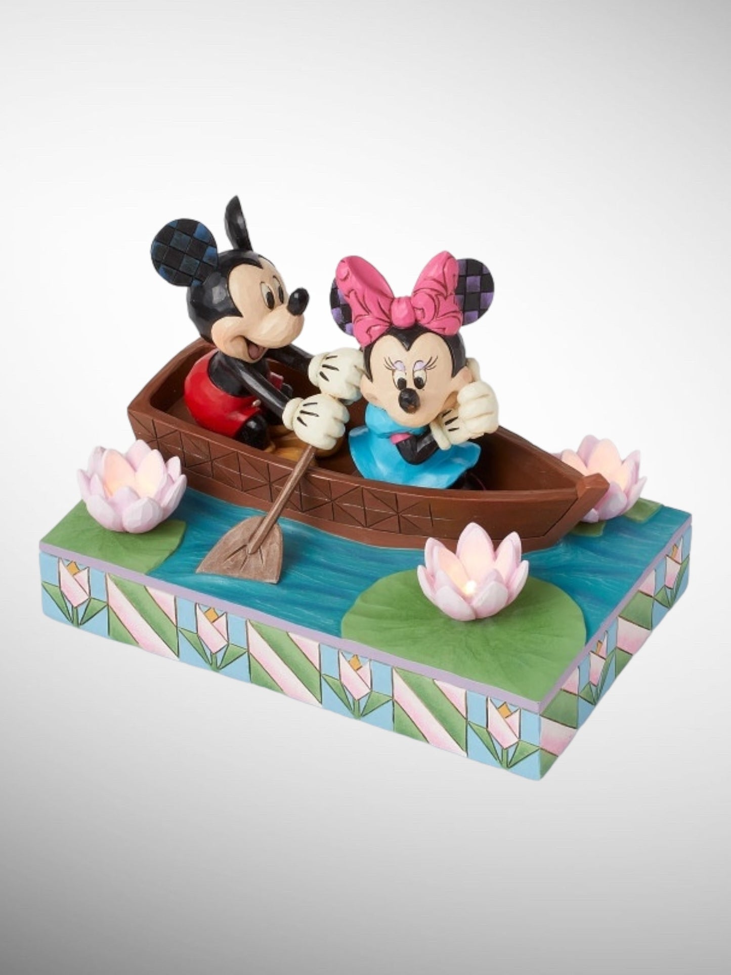Jim Shore Disney Traditions - Row-Mance Is In The Air Mickey Minnie LED Figurine