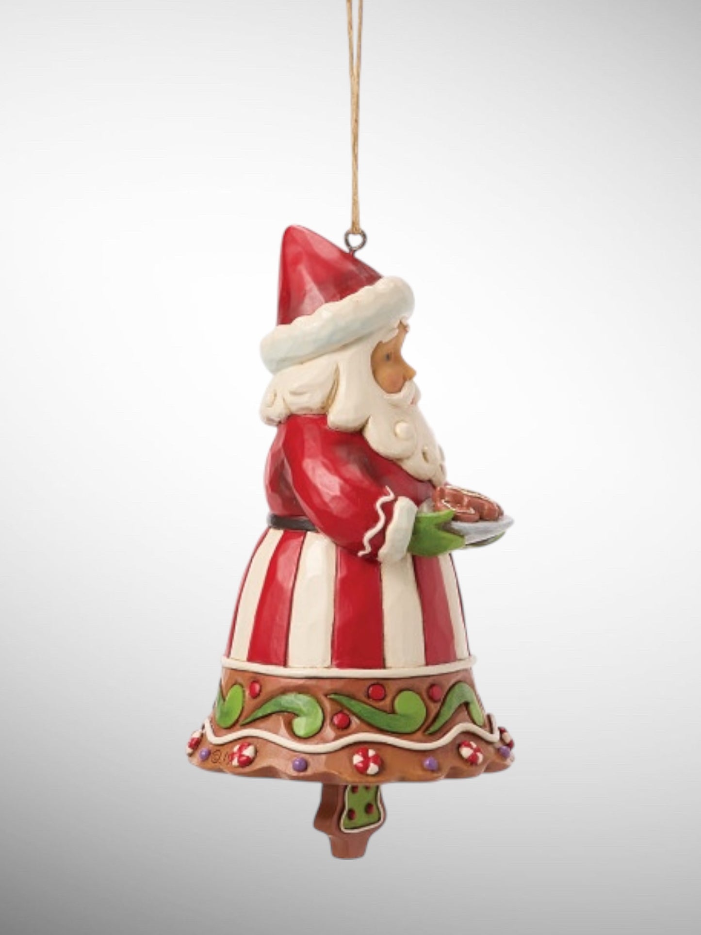 Jim Shore Gingerbread Christmas - Gingerbread Santa Bell Hanging Ornament - PREORDER