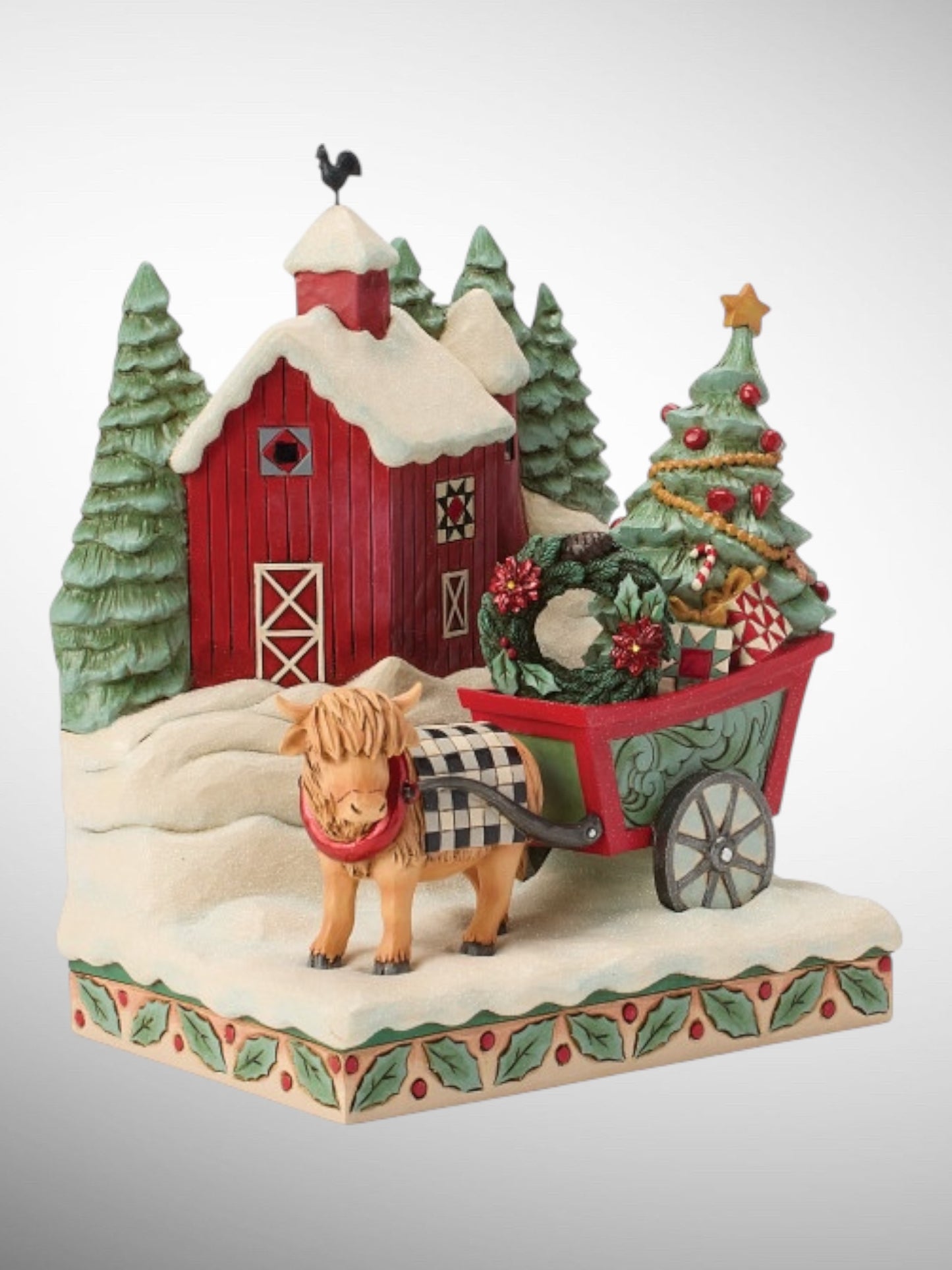 Jim Shore Heartwood Creek - Highland Glen Full of Christmas Spirit Barn Scene Figurine - PREORDER
