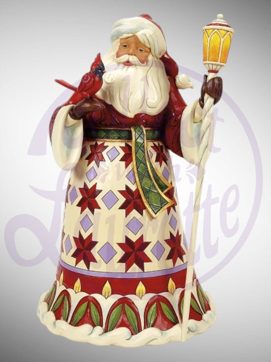 Jim Shore Heartwood Creek -  Spreading Christmas Cheer Santa Cardinal Figurine