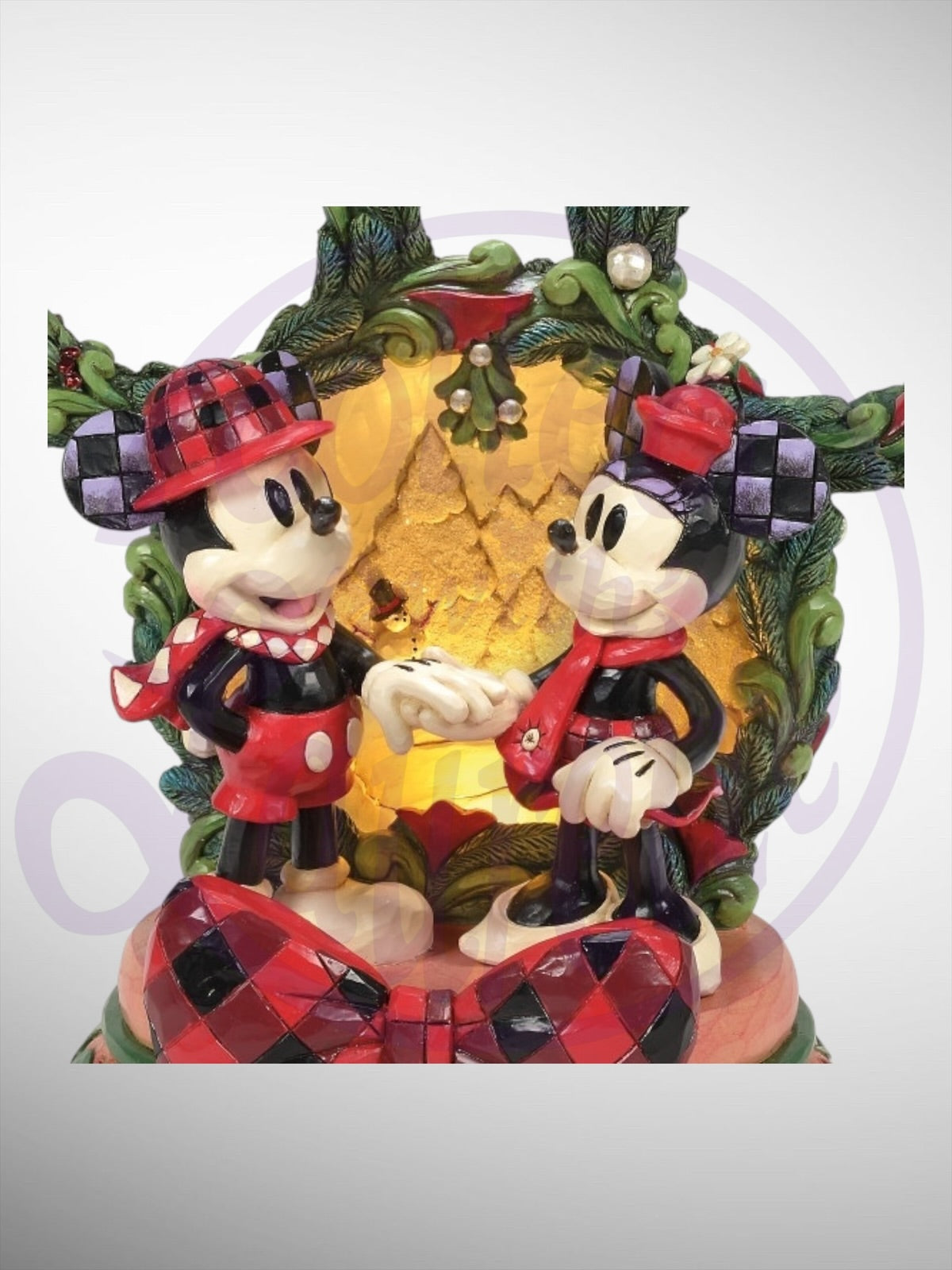 Jim Shore Disney Traditions -  Magical Winter Moments Mickey Minnie LED Figurine