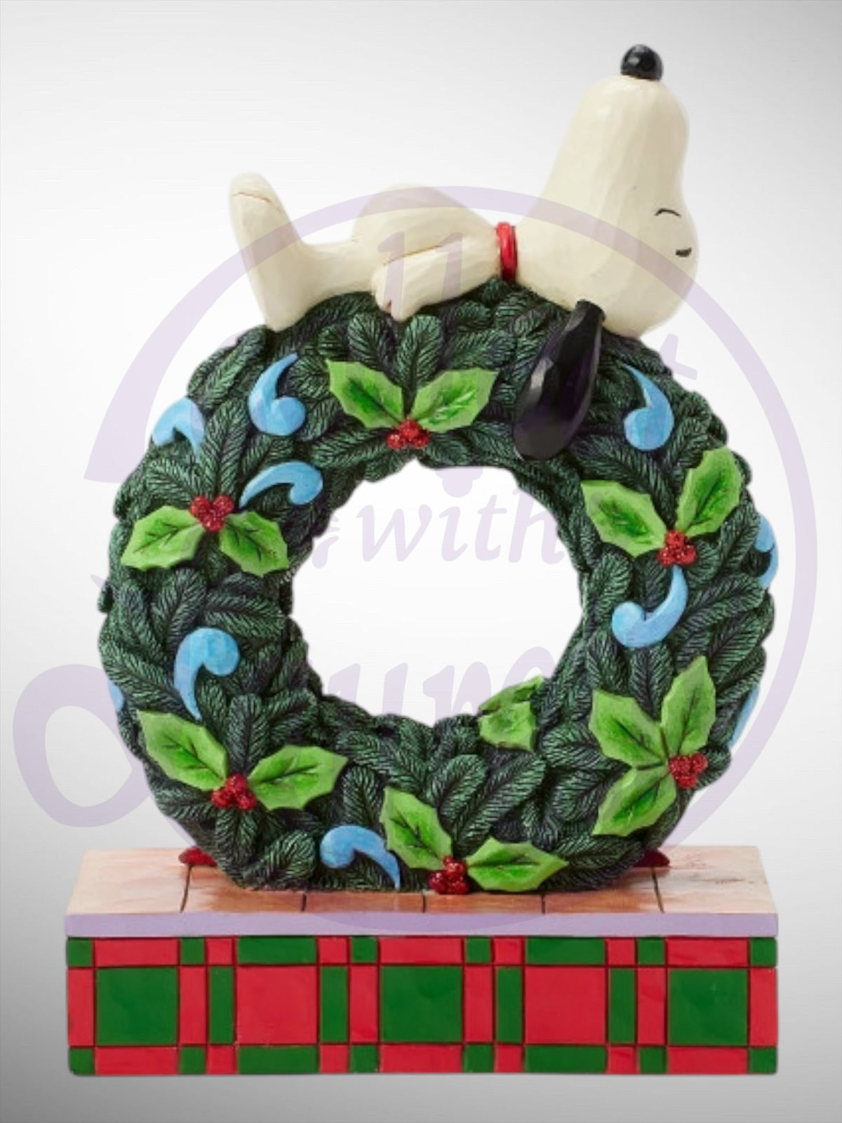 Jim Shore Peanuts - Happy Holiday Dreams Snoopy Woodstock Christmas Wreath Figurine