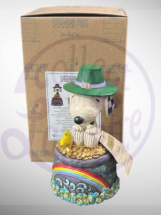 Jim Shore Peanuts -Lucky Ol' Dog Snoopy Woodstock St. Patrick's Day Figurine