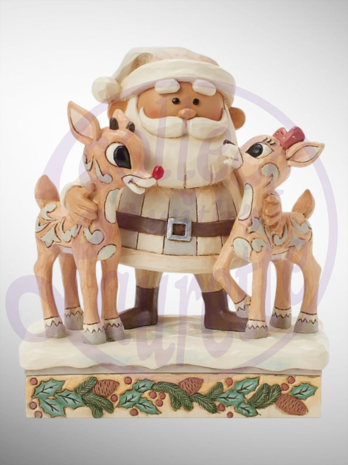 Jim Shore Rudolph Traditions - Woodland Santa with Rudolph and Clarice Figurine