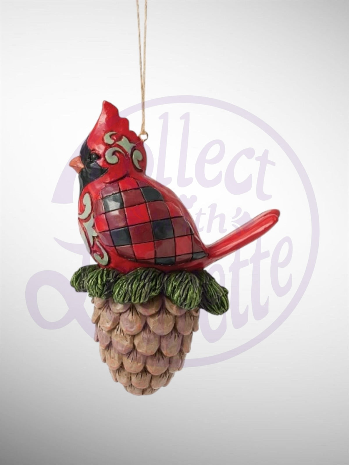 Jim Shore Heartwood Creek - Highland Glen Cardinal Pinecone Christmas Ornament - PREORDER