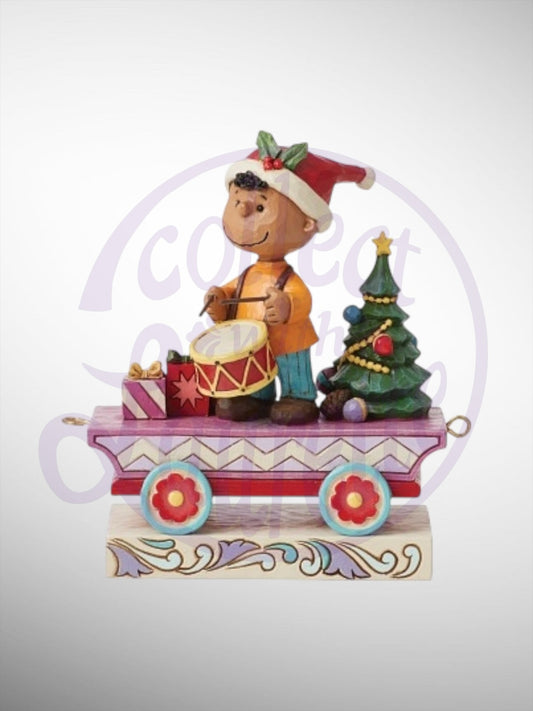Jim Shore Peanuts - Drumming Up Holiday Cheer Franklin Train Car Figurine
