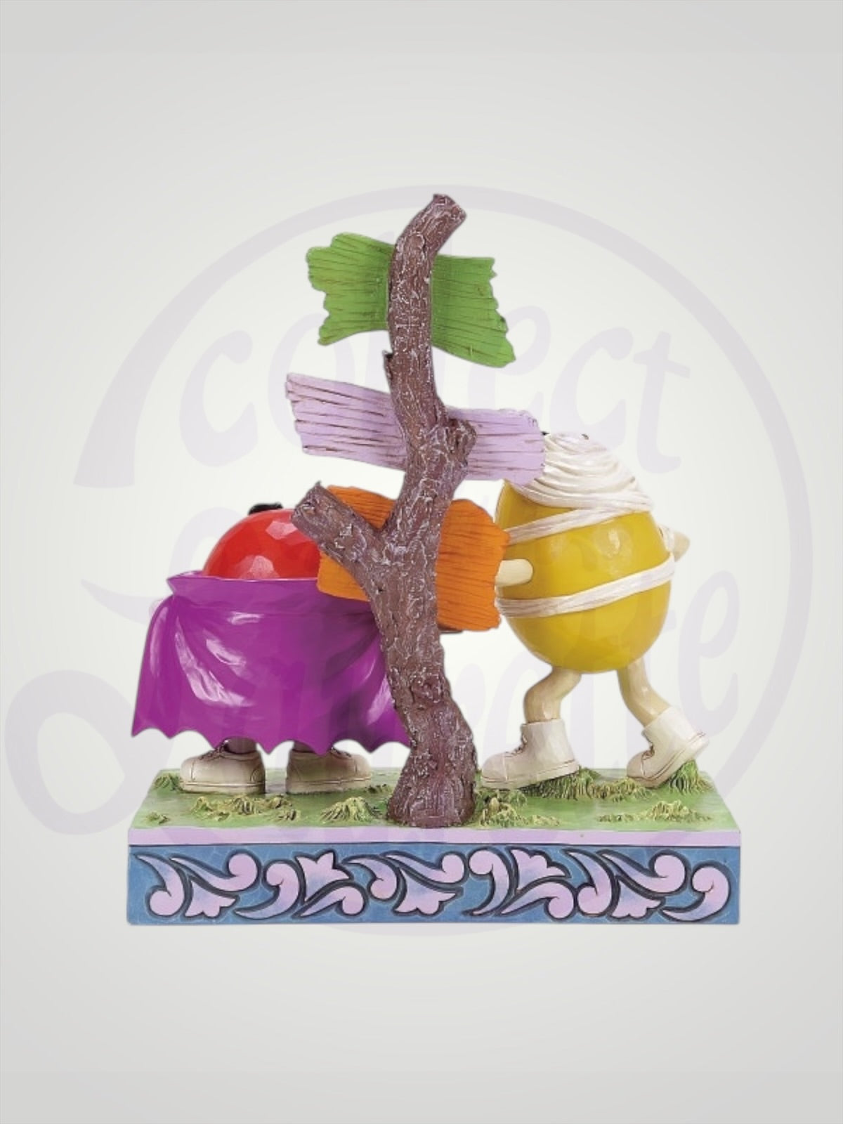 Jim Shore M&M's Collection - Spooky Adventures Red Vampire Yellow Mummy Halloween Figurine