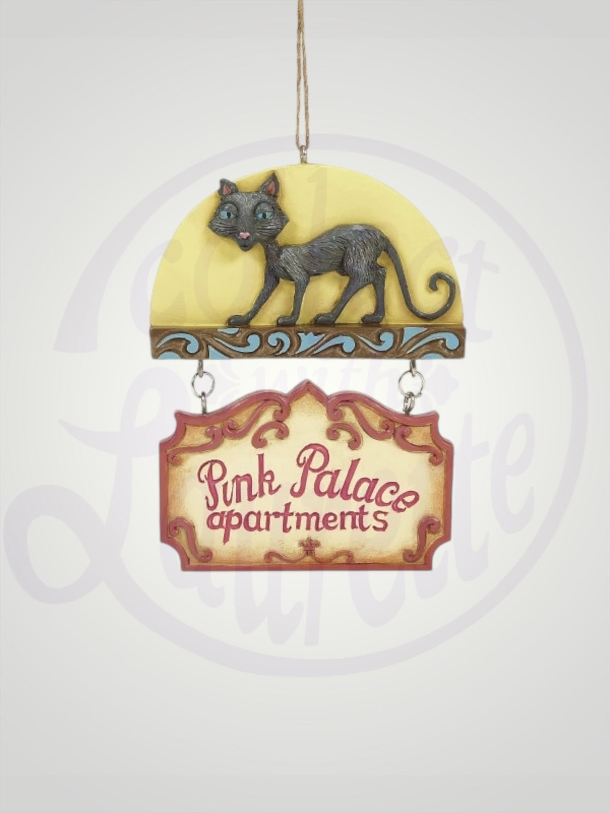 Jim Shore Coraline - Black Cat Pink Palace Sign Ornament Coraline Figurine
