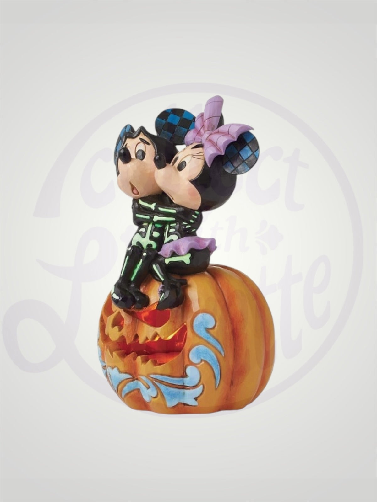 Jim Shore Disney Traditions - Spine-Tingling Sweethearts Mickey and Minnie Scared Skeletons Halloween Figurine