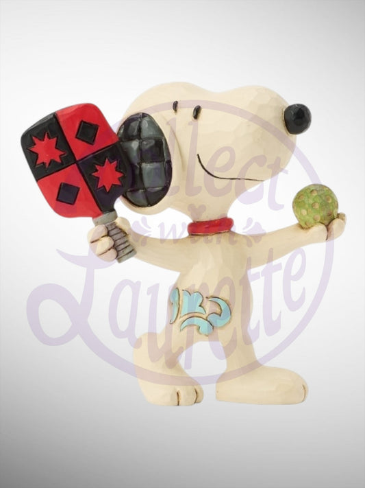 Jim Shore Peanuts - Snoopy Playing Pickleball Mini Figurine - PREORDER