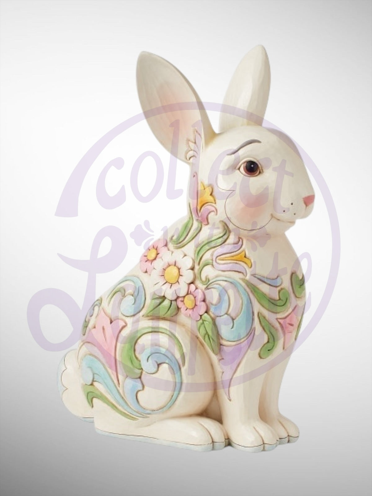 Jim Shore Heartwood Creek - White Floral Rabbit Planter Figurine
