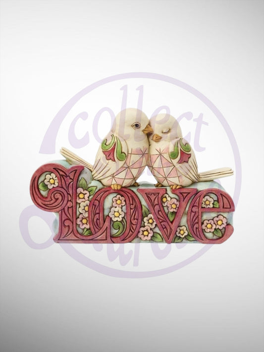 Jim Shore Heartwood Creek - Tweethearts Valentine Love Sign Figurine - PREORDER