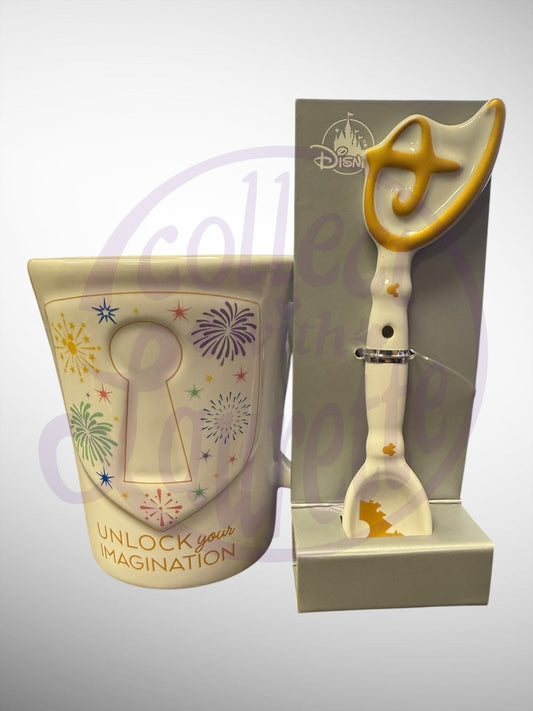 Disney Parks Coffee Mug - Unlock Your Imagination Mug with Key Spoon