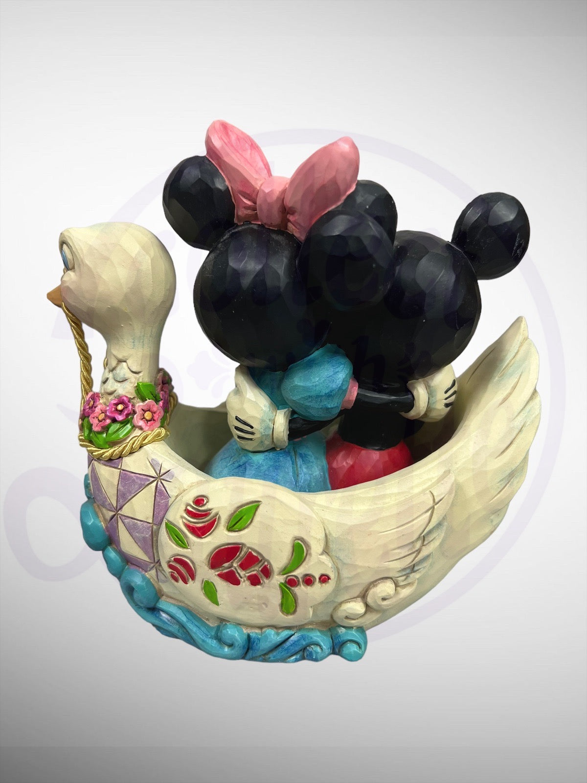 Jim Shore Disney Traditions - Lovebirds Mickey Minnie Swan Figurine (No Box)