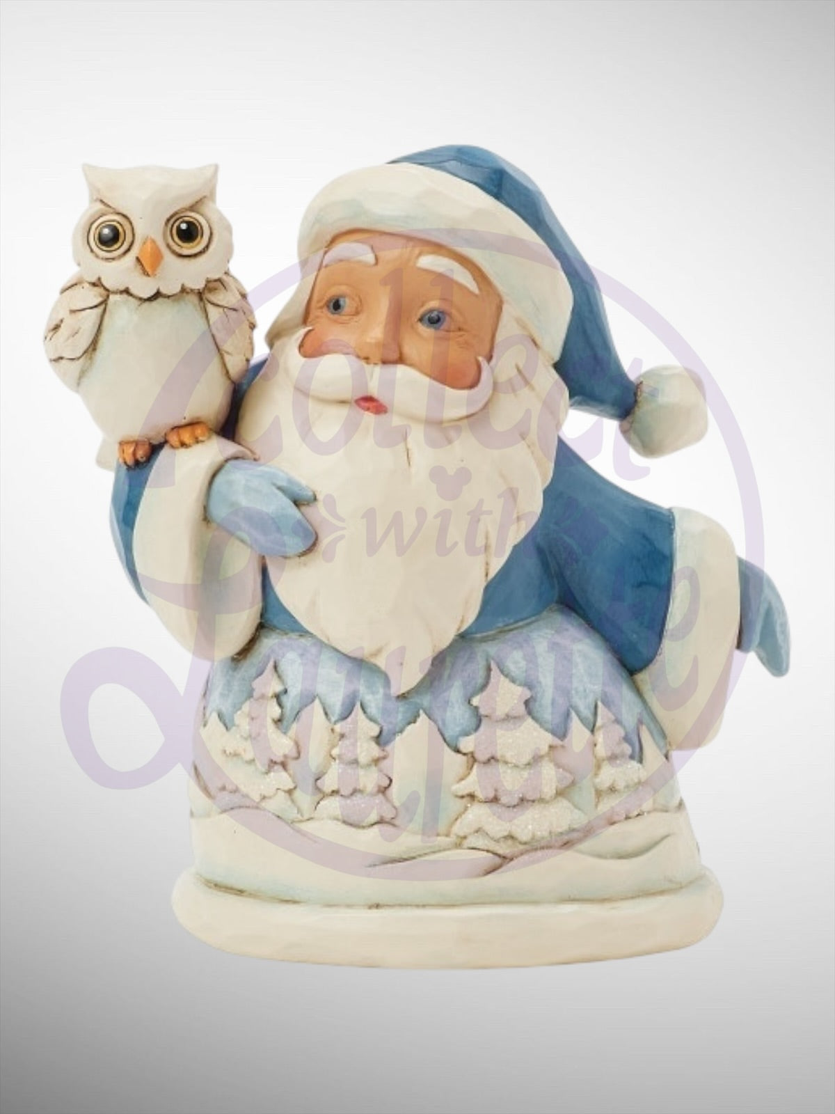 Jim Shore Heartwood Creek - Mini Blue Santa With Owl Christmas Figurine - PREORDER