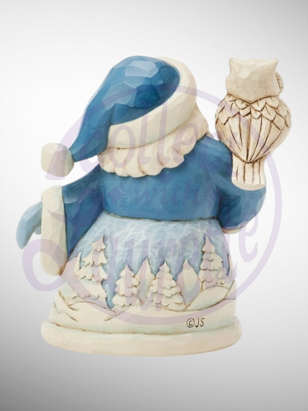 Jim Shore Heartwood Creek - Mini Blue Santa With Owl Christmas Figurine - PREORDER