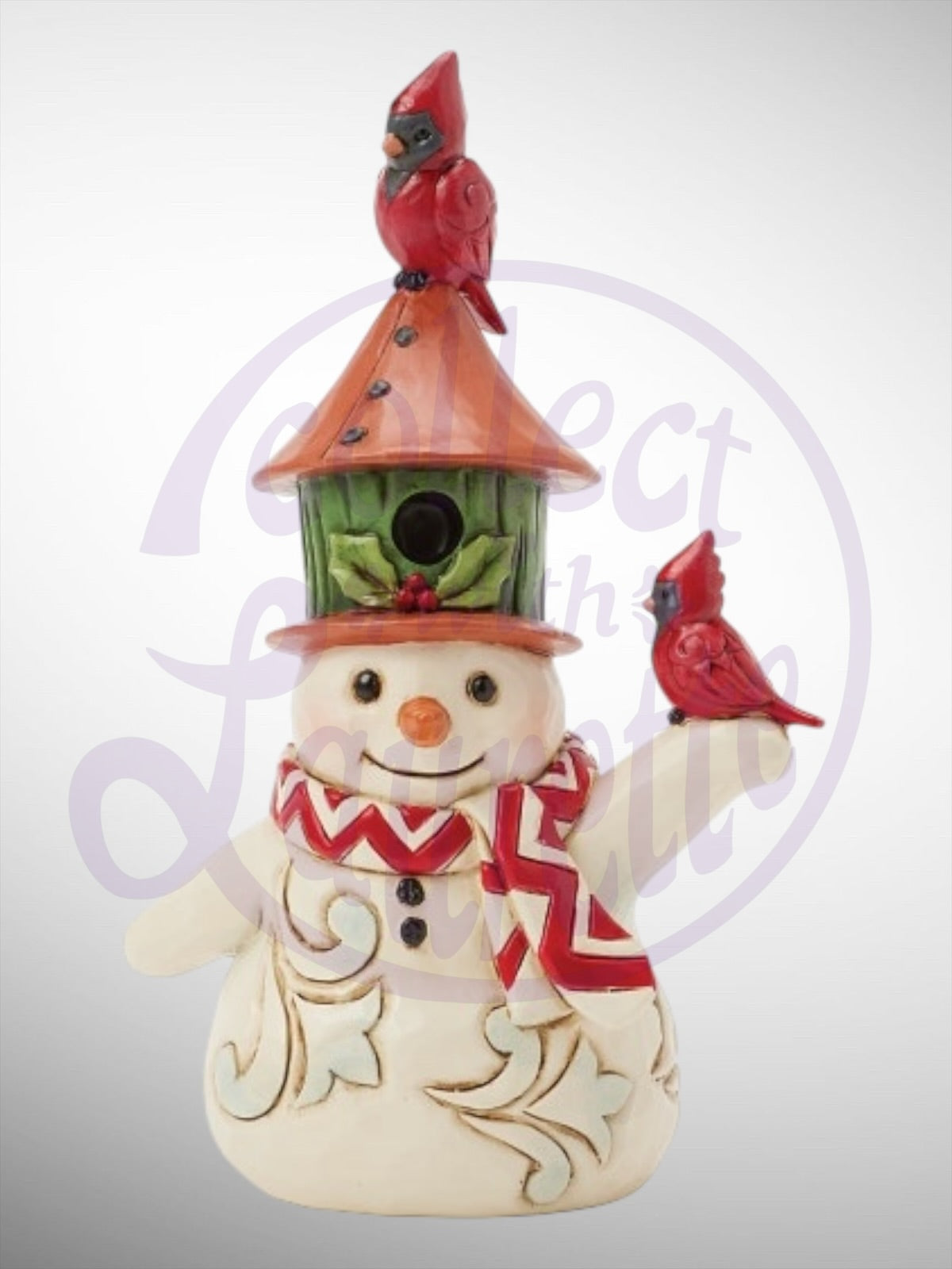 Jim Shore Heartwood Creek - Mini Snowman Birdhouse Hat Cardinal Figurine