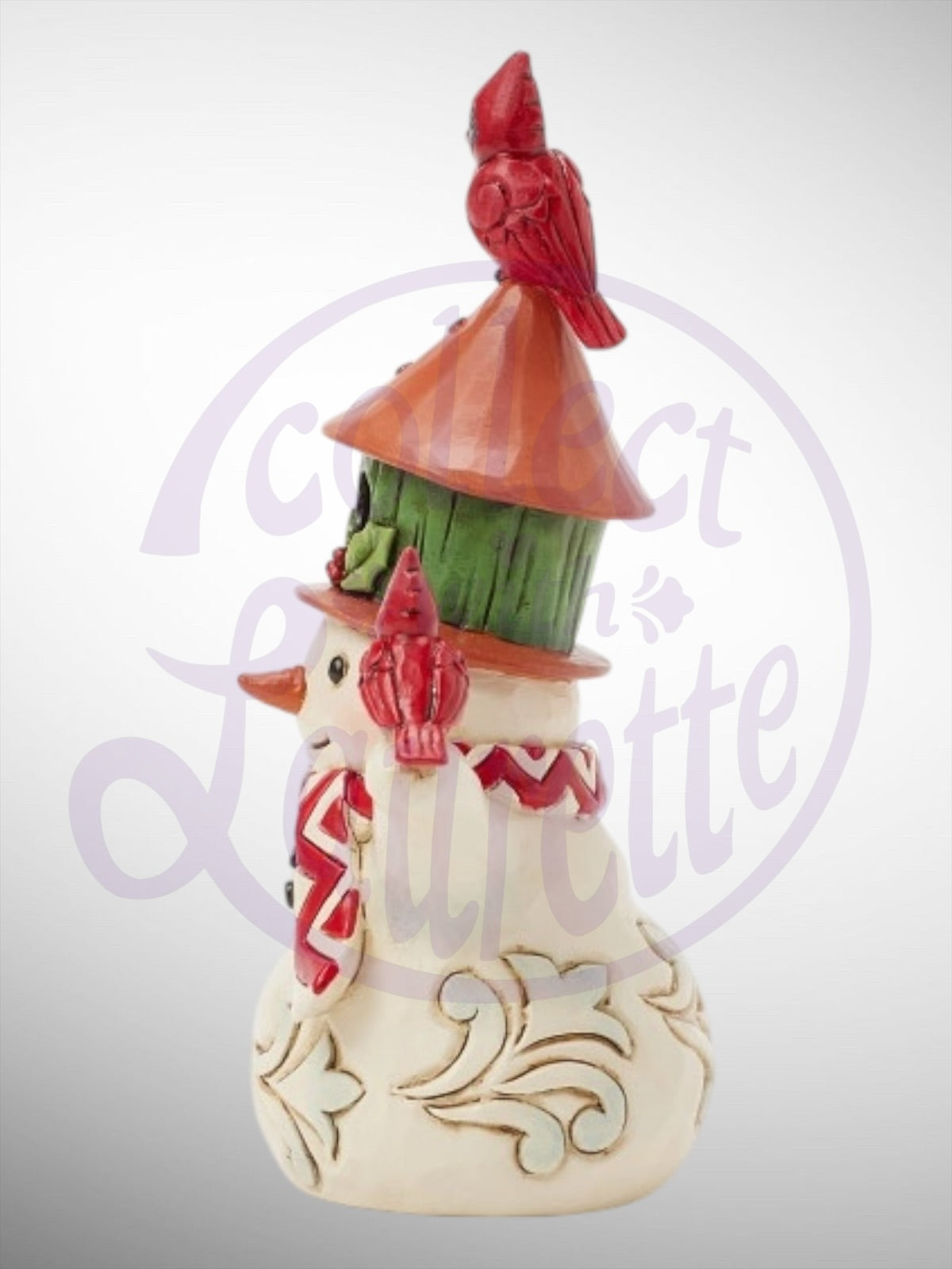 Jim Shore Heartwood Creek - Mini Snowman Birdhouse Hat Cardinal Figurine