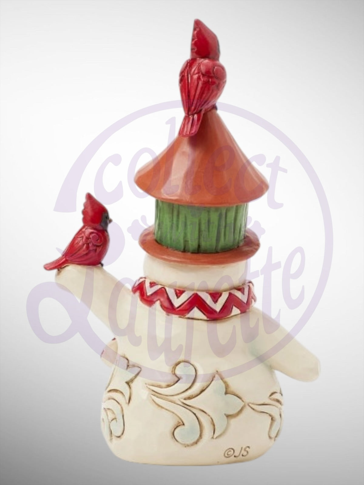 Jim Shore Heartwood Creek - Mini Snowman Birdhouse Hat Cardinal Figurine