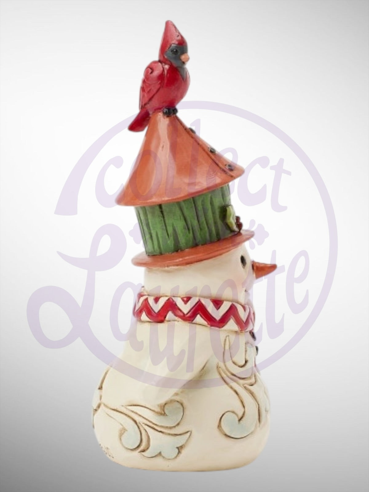 Jim Shore Heartwood Creek - Mini Snowman Birdhouse Hat Cardinal Figurine
