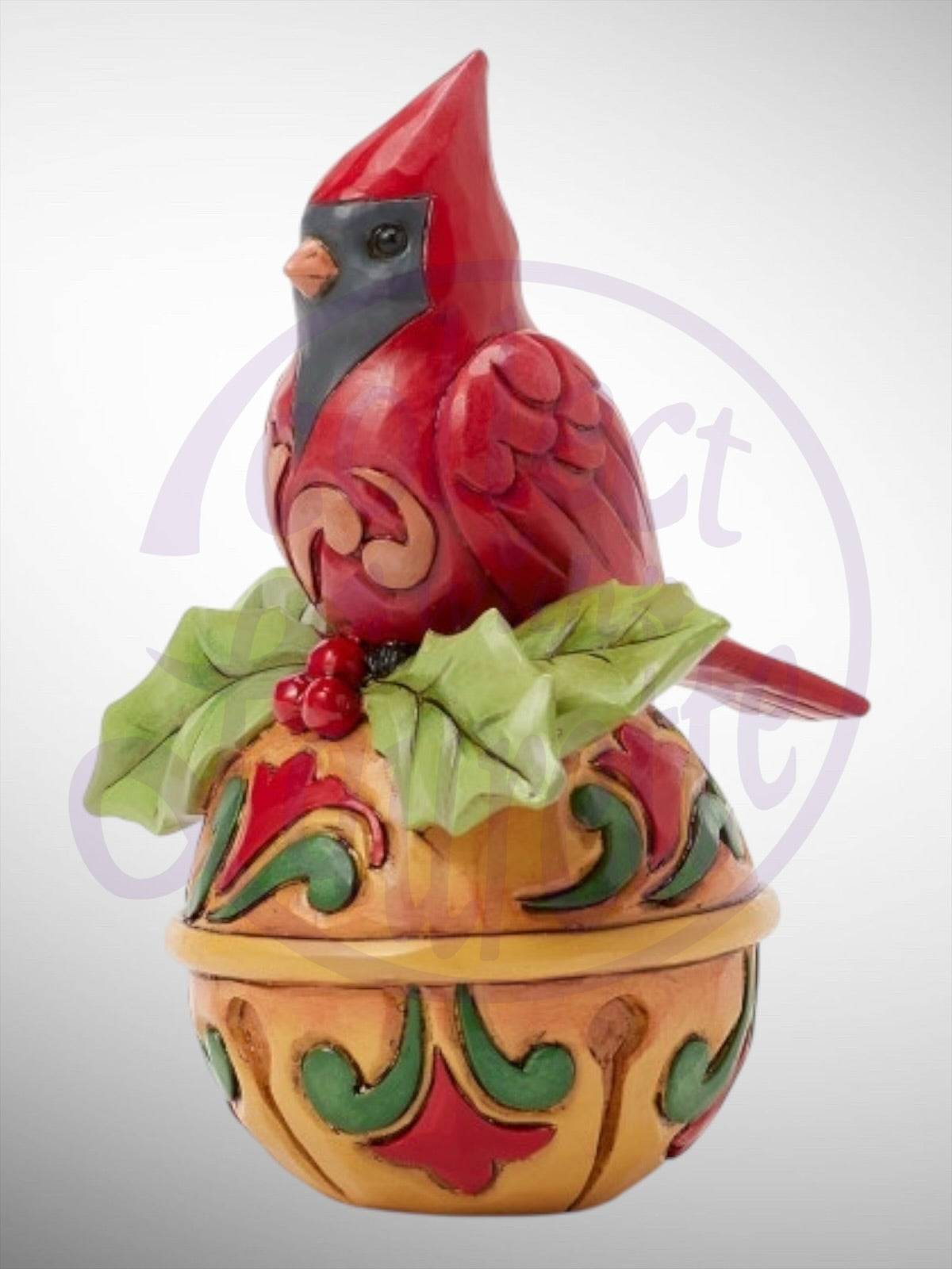 Jim Shore Heartwood Creek - Mini Cardinal on Jingle Bell Figurine