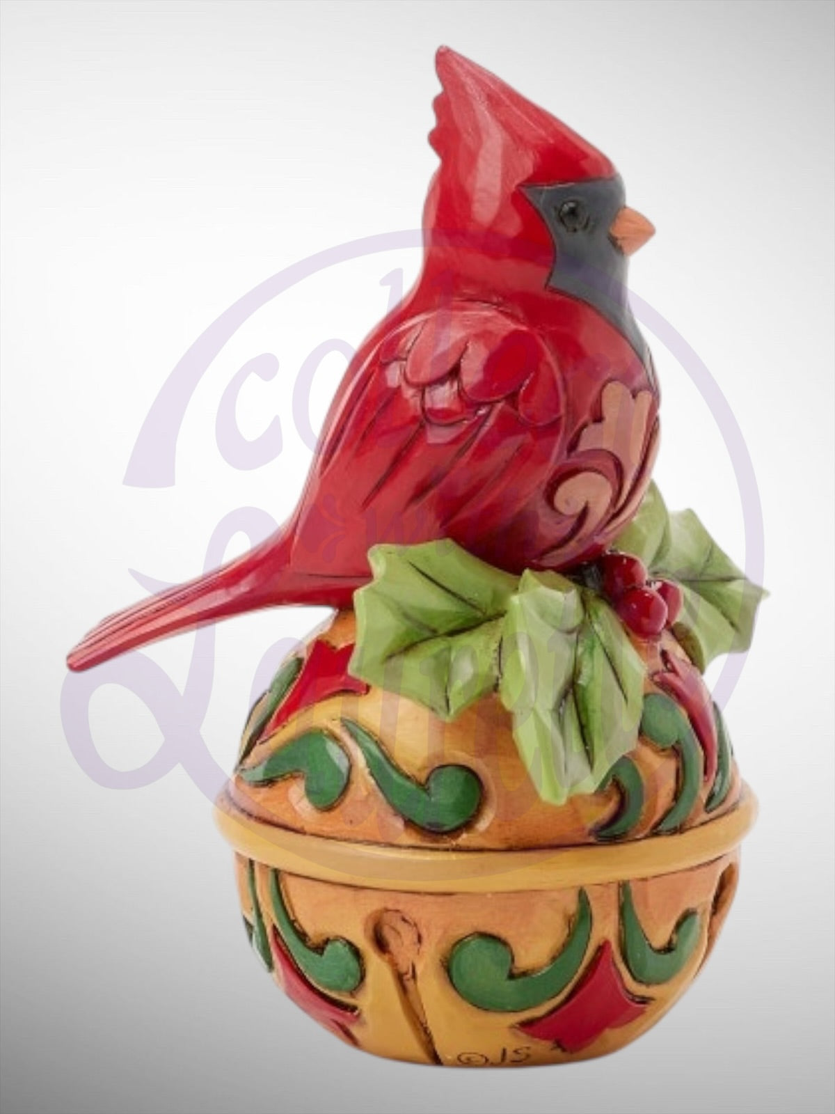 Jim Shore Heartwood Creek - Mini Cardinal on Jingle Bell Figurine