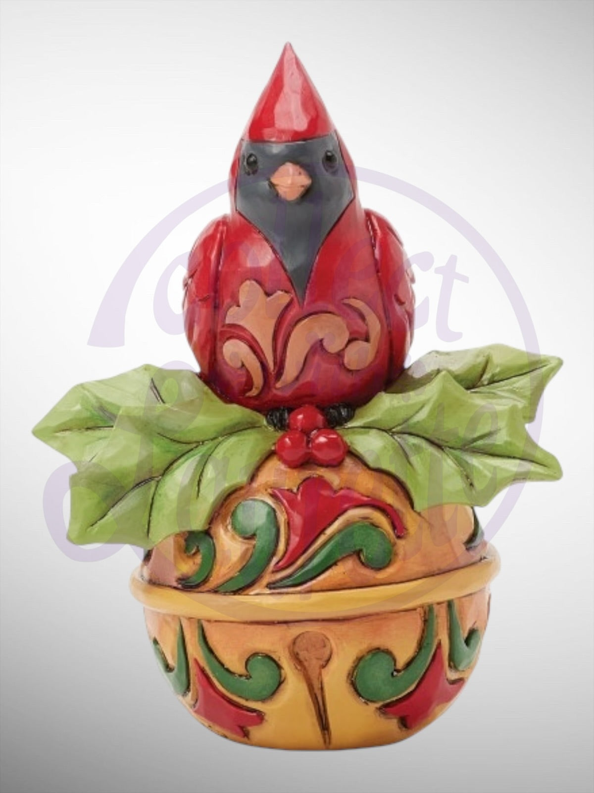 Jim Shore Heartwood Creek - Mini Cardinal on Jingle Bell Figurine