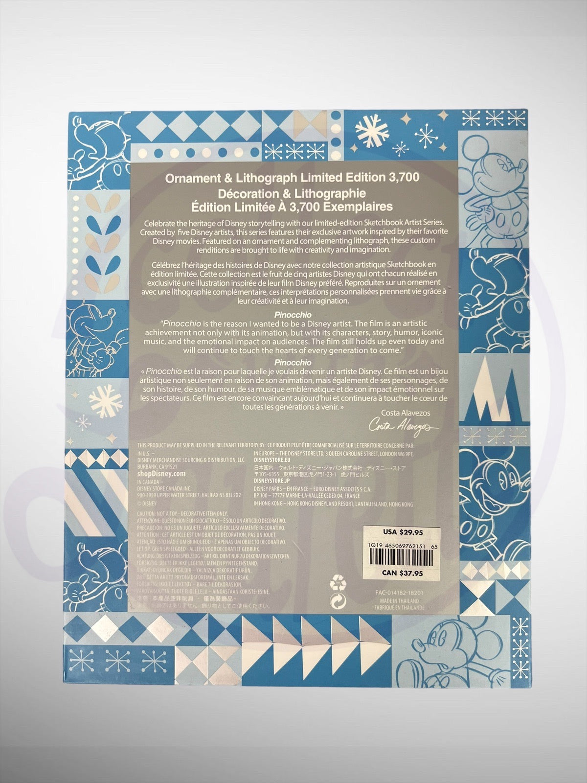 Disney Sketchbook Artist Series Ornament & Lithograph Collection - Pinocchio