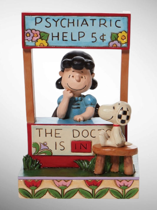 Jim Shore Peanuts - The Doctor Is In! Lucy Psychiatric Help Snoopy Figurine