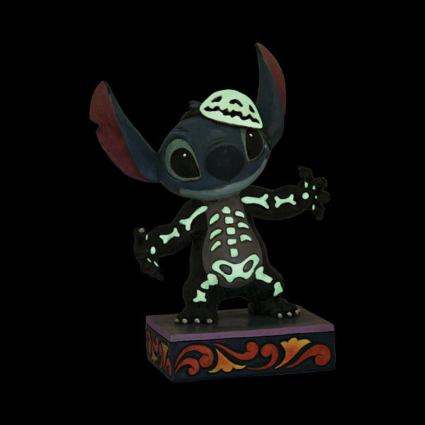 Jim Shore Disney Traditions - Spooky Experiment Stitch Glow in the Dark Skeleton Figurine