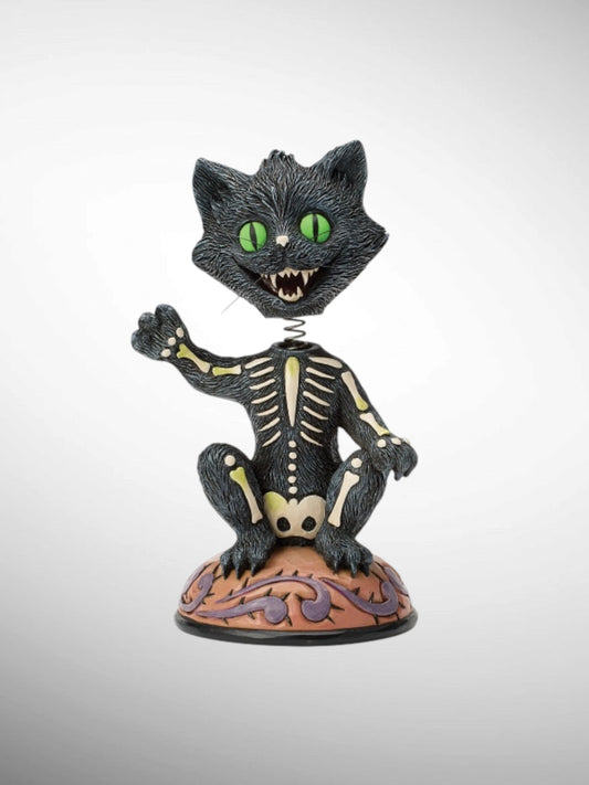 Jim Shore Heartwood Creek - Wicked Whiskers Bobble Head Black Cat Halloween Figurine