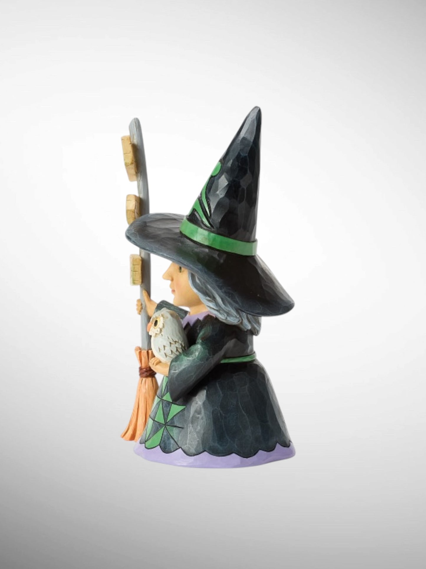 Jim Shore Heartwood Creek - Witch Way? Good Witch with Broom Sign Halloween Figurine
