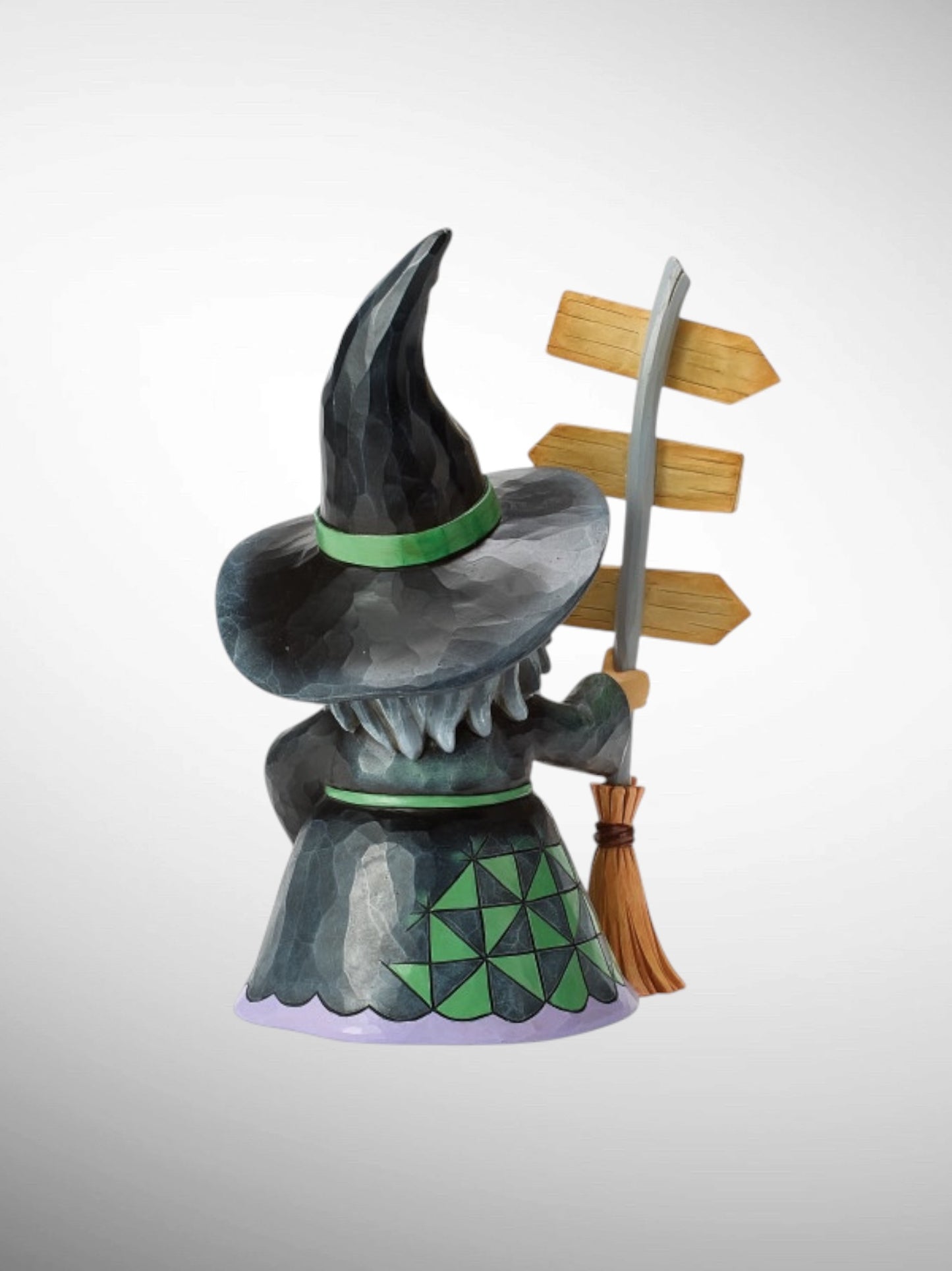 Jim Shore Heartwood Creek - Witch Way? Good Witch with Broom Sign Halloween Figurine
