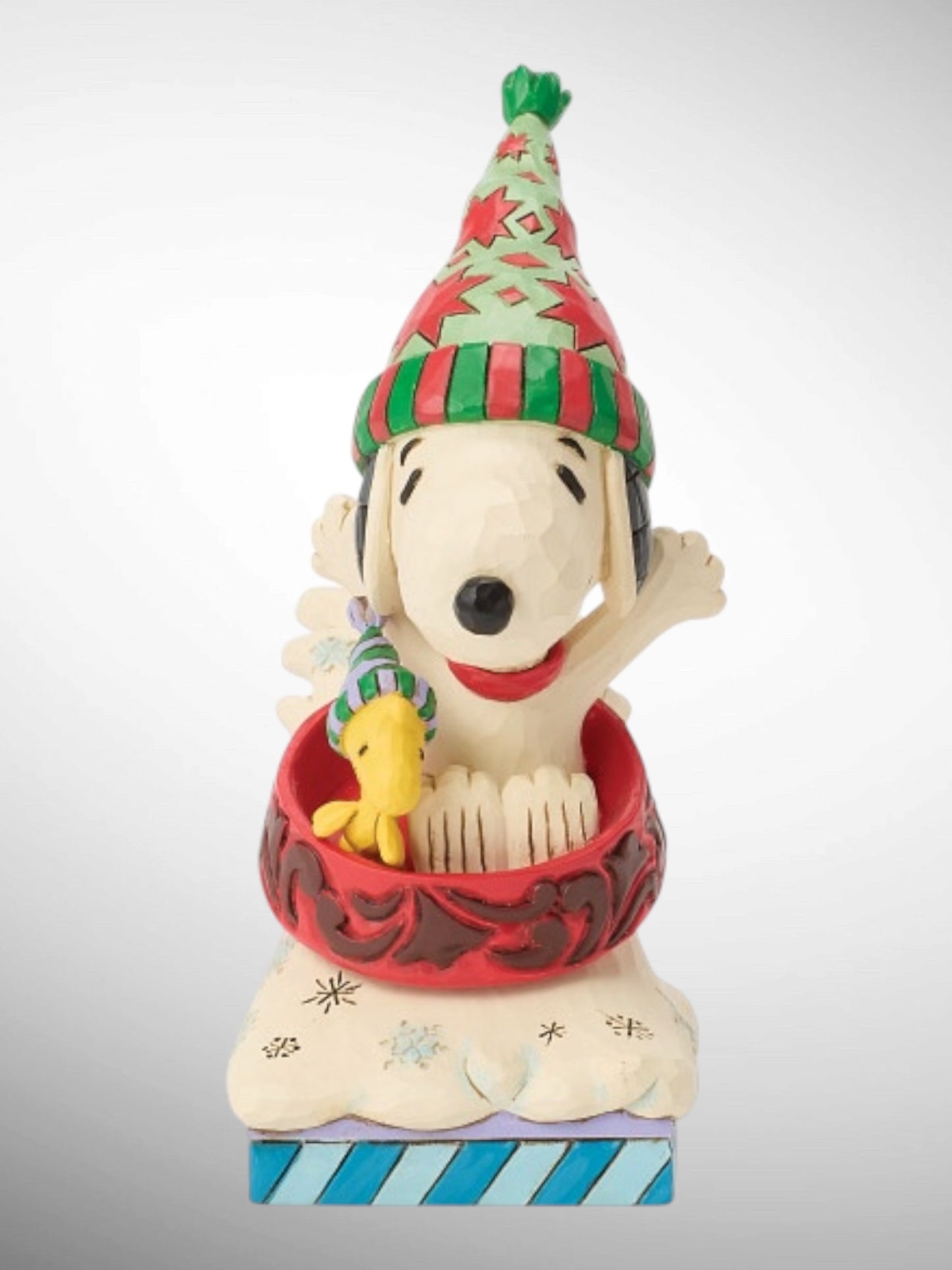 Jim Shore Peanuts - Snowy Shenanigans Snoopy Woodstock Dog Bowl Sled Figurine - PREORDER