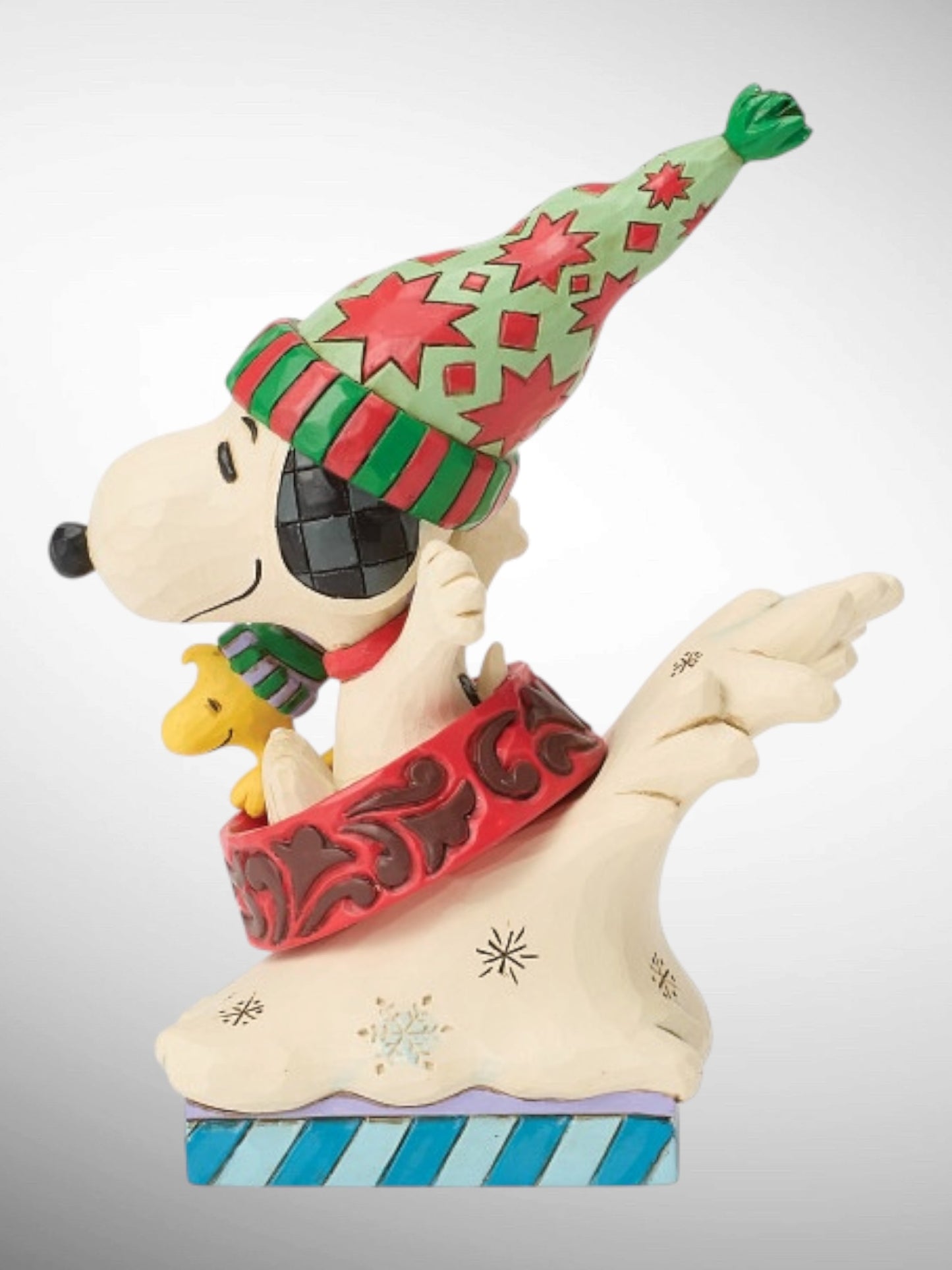 Jim Shore Peanuts - Snowy Shenanigans Snoopy Woodstock Dog Bowl Sled Figurine - PREORDER