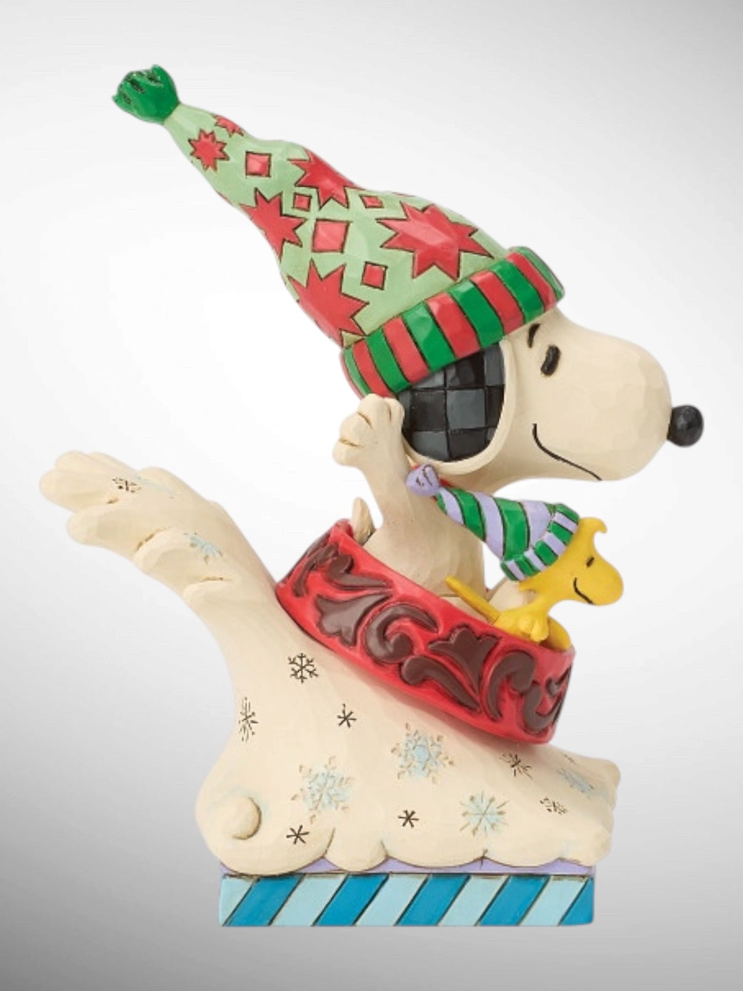 Jim Shore Peanuts - Snowy Shenanigans Snoopy Woodstock Dog Bowl Sled Figurine - PREORDER