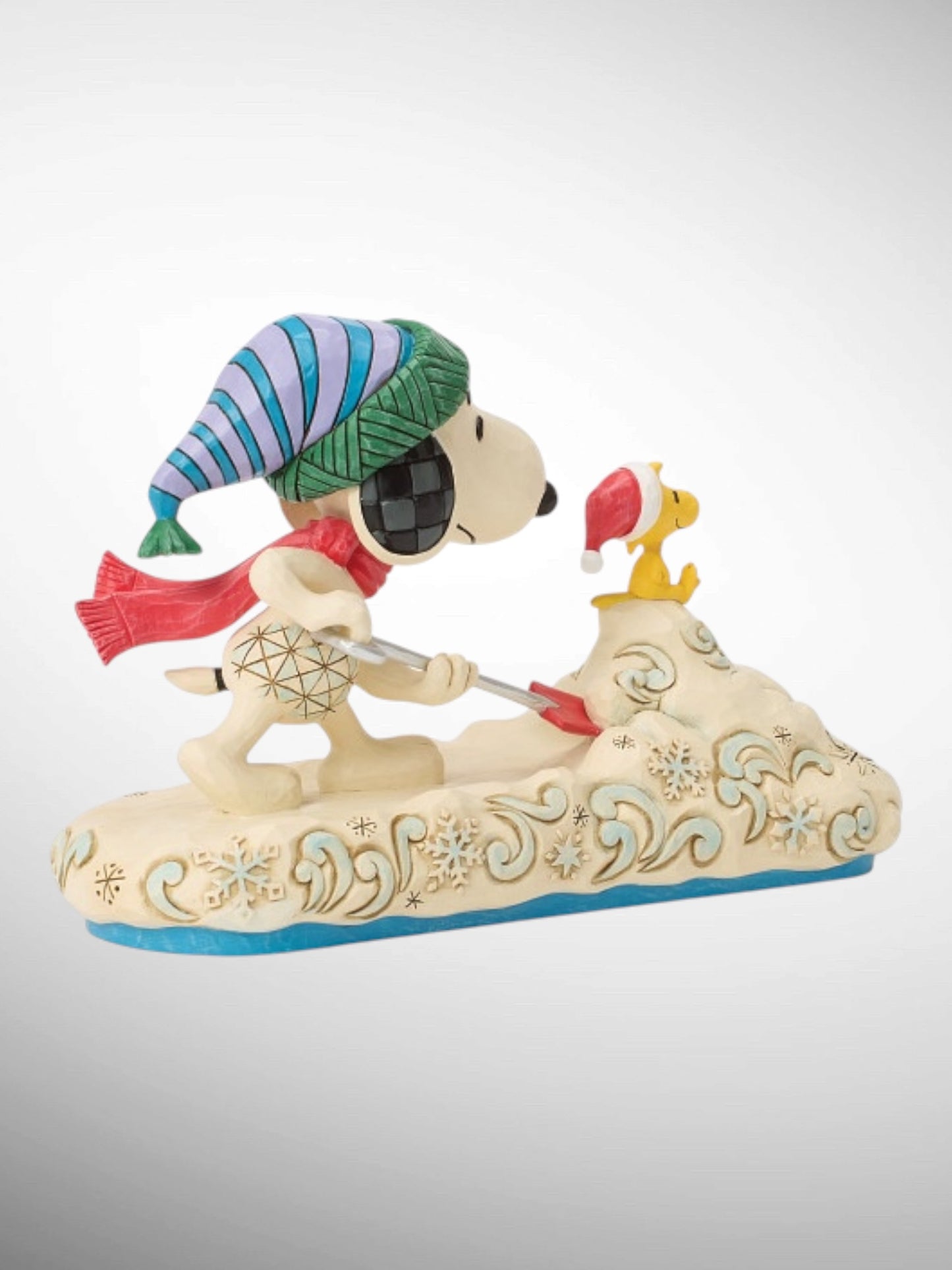 Jim Shore Peanuts - Clearing the Way for Christmas Snoopy Woodstock Shoveling Snow Figurine - PREORDER