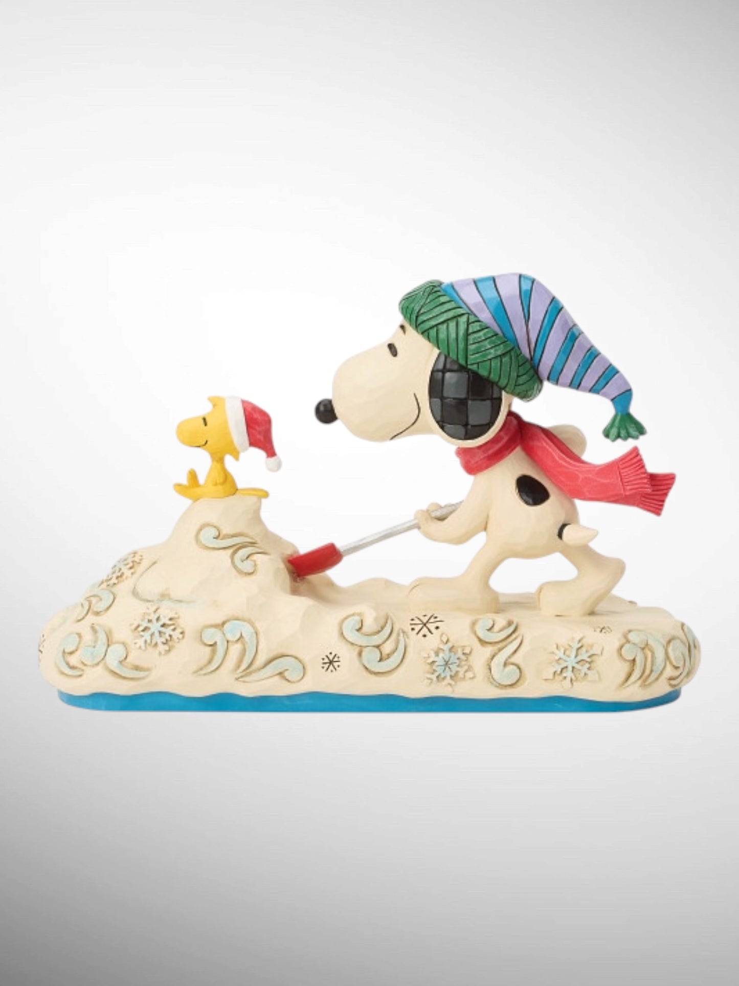 Jim Shore Peanuts - Clearing the Way for Christmas Snoopy Woodstock Shoveling Snow Figurine - PREORDER