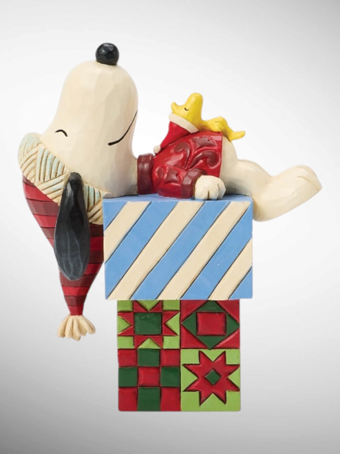 Jim Shore Peanuts - Dreaming of Christmas Snoopy Woodstock Gifts Figurine - PREORDER