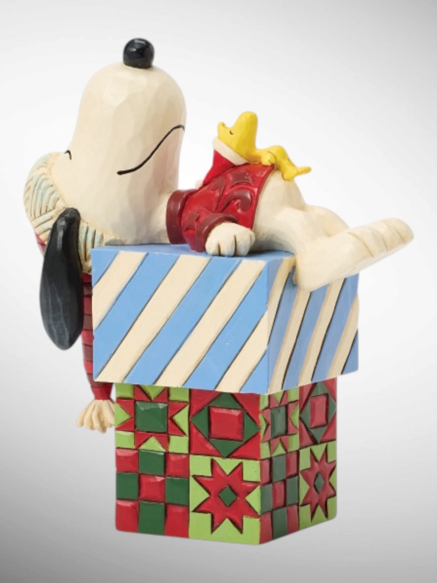 Jim Shore Peanuts - Dreaming of Christmas Snoopy Woodstock Gifts Figurine - PREORDER