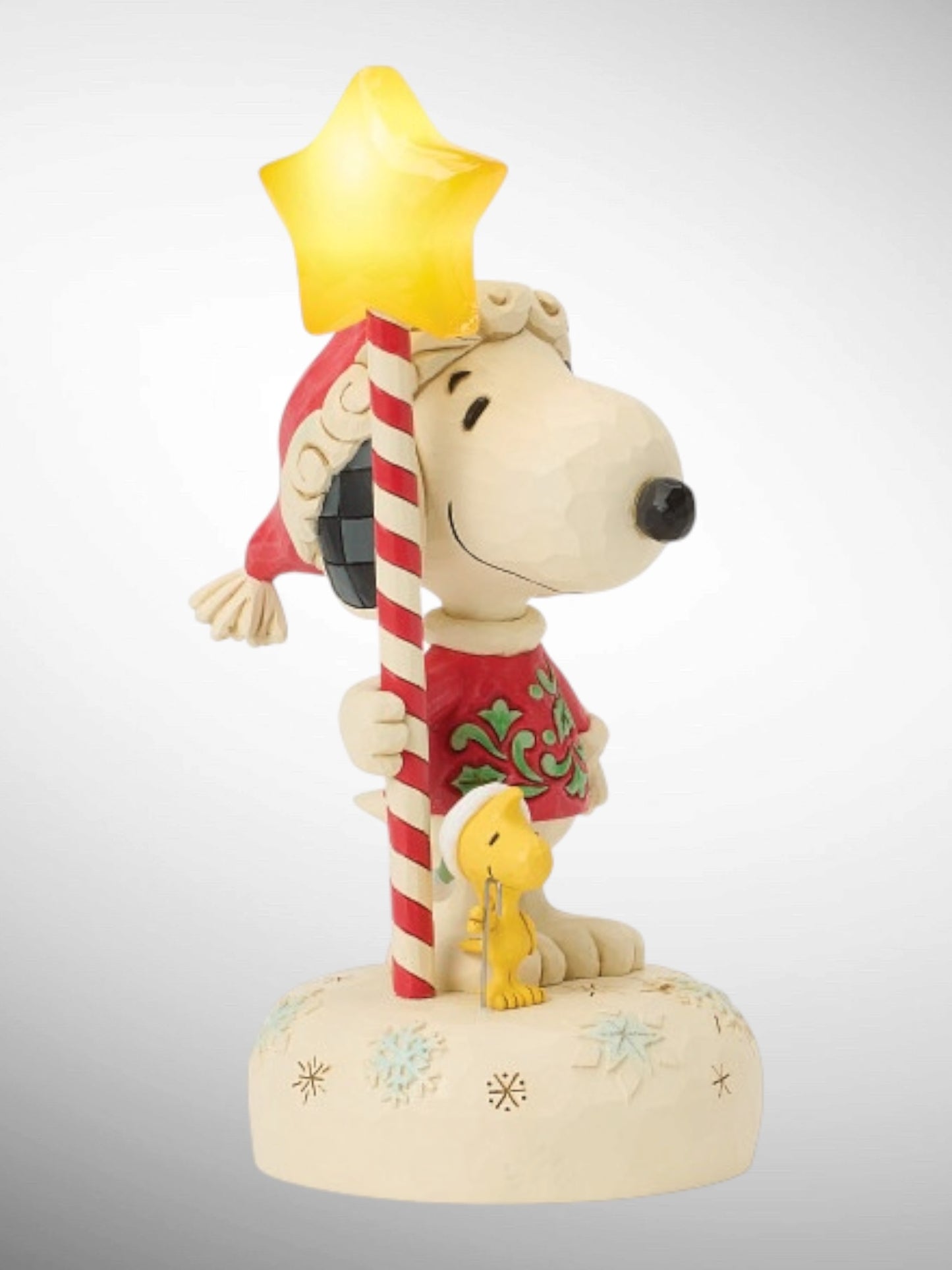 Jim Shore Peanuts - Star Light, Star Bright Snoopy Woodstock Light Up Star Staff Figurine - PREORDER