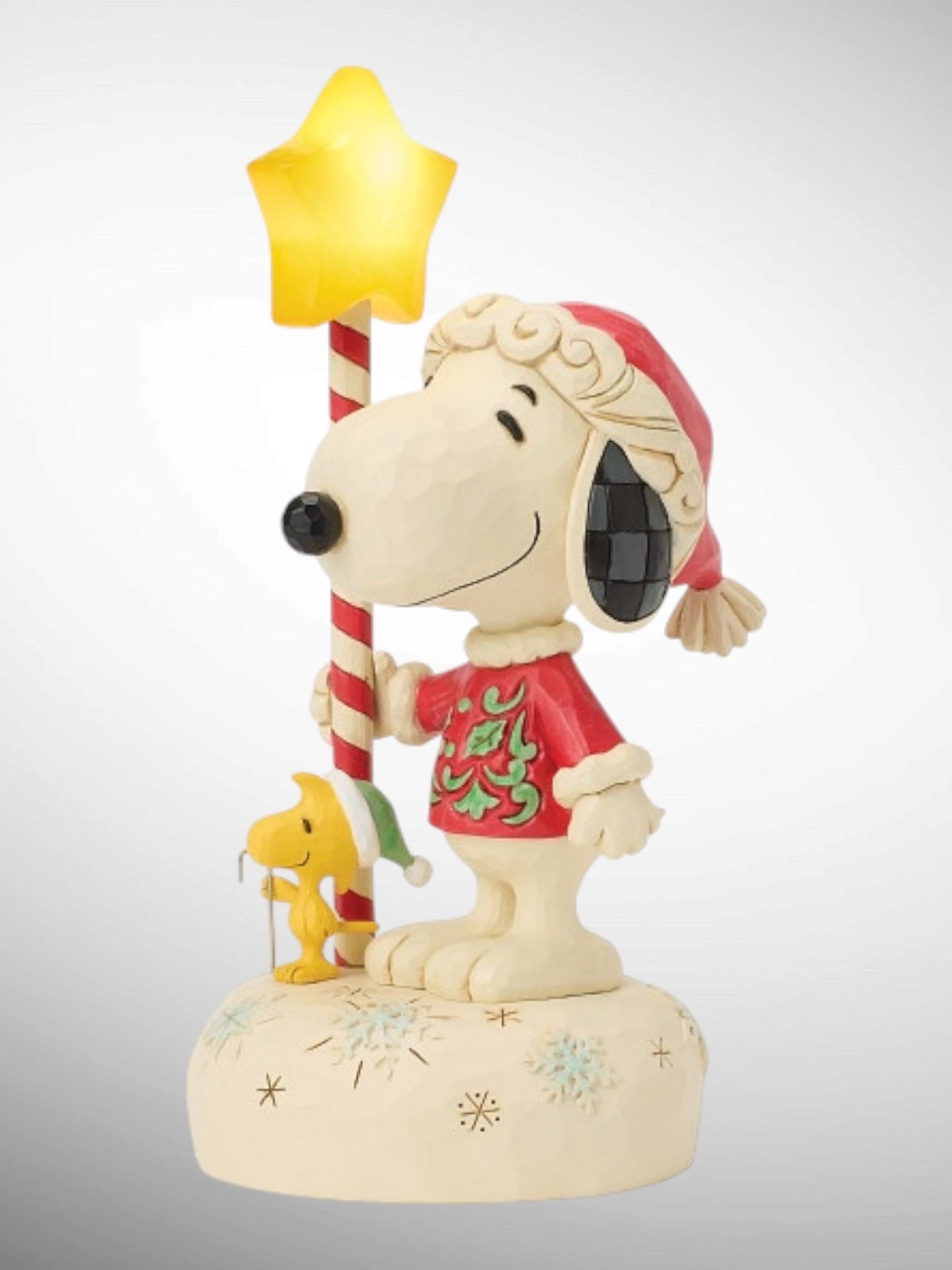 Jim Shore Peanuts - Star Light, Star Bright Snoopy Woodstock Light Up Star Staff Figurine - PREORDER