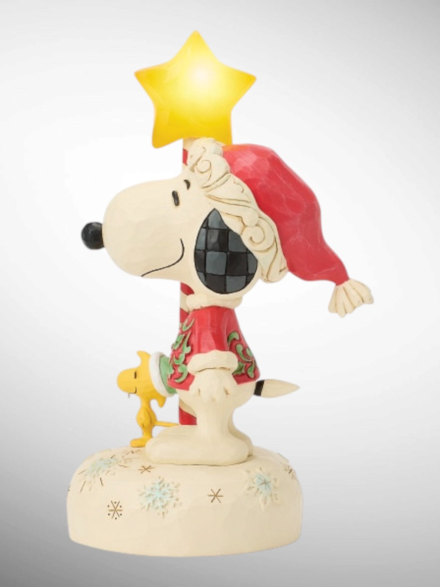 Jim Shore Peanuts - Star Light, Star Bright Snoopy Woodstock Light Up Star Staff Figurine - PREORDER